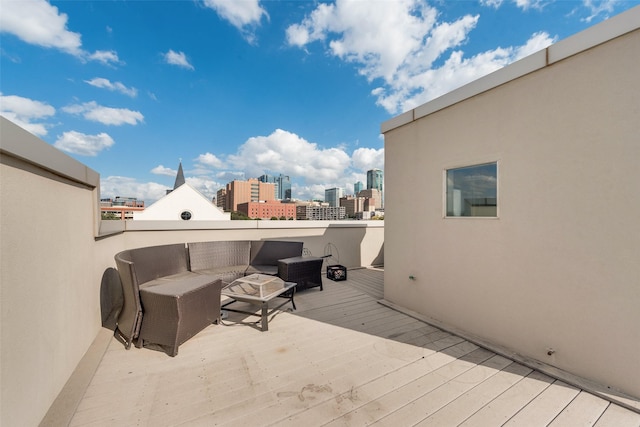 959 W Bluff St Unit 105, Fort Worth, TX 76102 - deck with a view of city and an outdoor hangout area