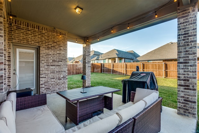 view of patio / terrace with a grill and an outdoor hangout area