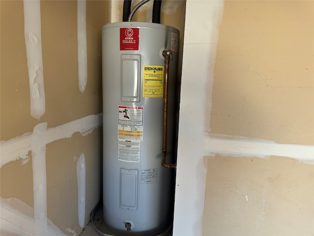 utility room featuring electric water heater