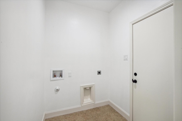 washroom with hookup for a washing machine, baseboards, hookup for an electric dryer, and gas dryer hookup