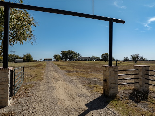 view of street with a rural view