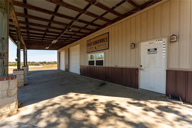 exterior space featuring a garage