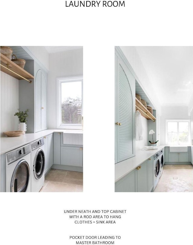 washroom featuring washing machine and clothes dryer and a wealth of natural light