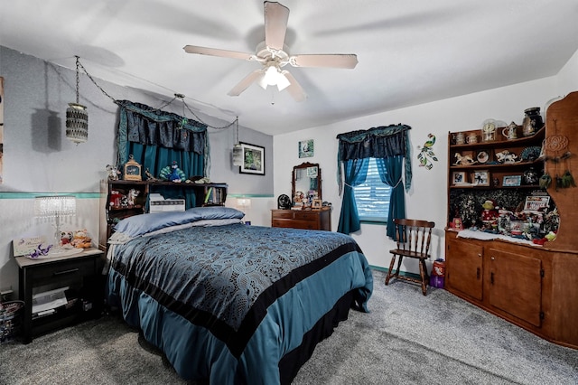 bedroom with carpet flooring and ceiling fan