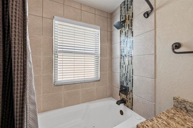 bathroom featuring shower / tub combo with curtain