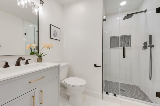 4039 Cole Ave Unit 119, Dallas, TX 75204 - full bath with vanity, toilet, baseboards, and a shower stall