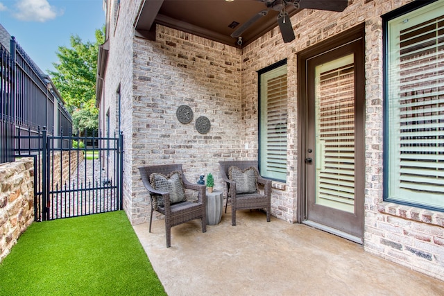 view of patio with ceiling fan