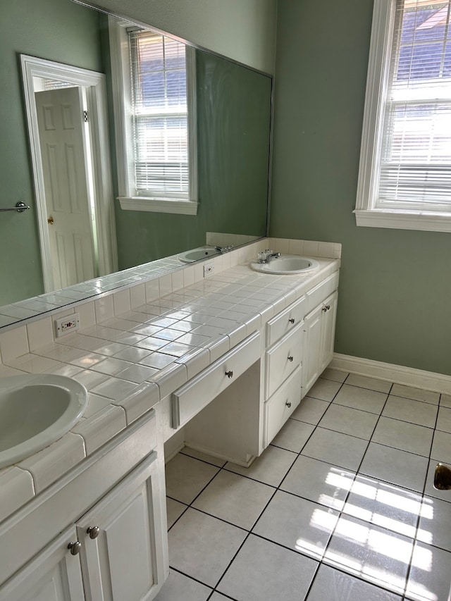 bathroom featuring vanity and tile patterned floors