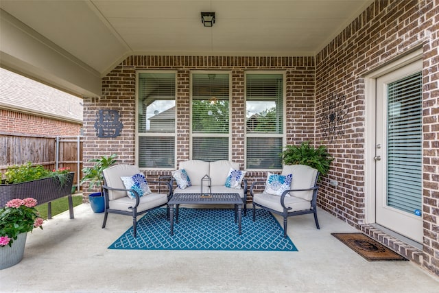 view of patio featuring an outdoor hangout area