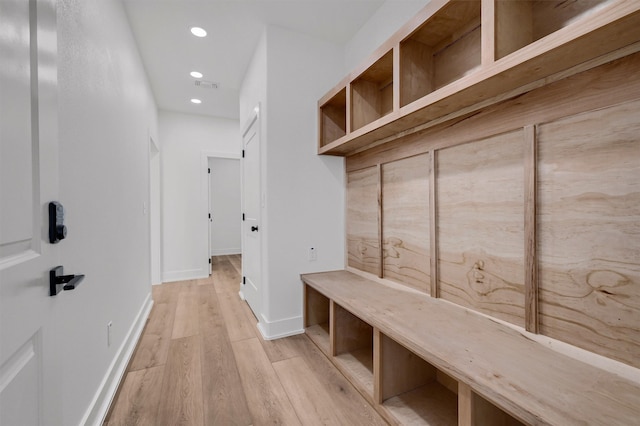 mudroom featuring light wood-type flooring