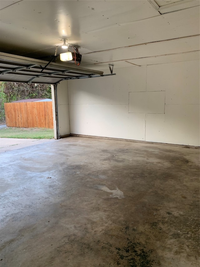 garage with a garage door opener