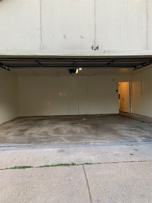 garage with a garage door opener