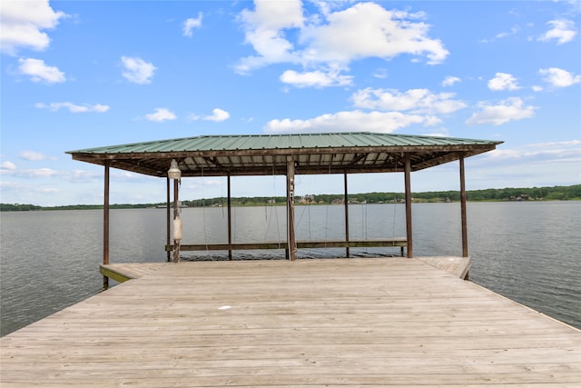 dock area with a water view