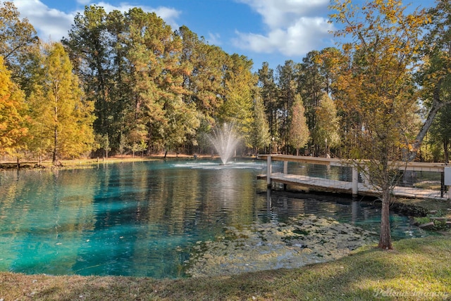 view of dock featuring a water view