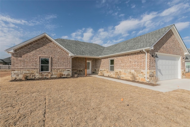 ranch-style home with a garage