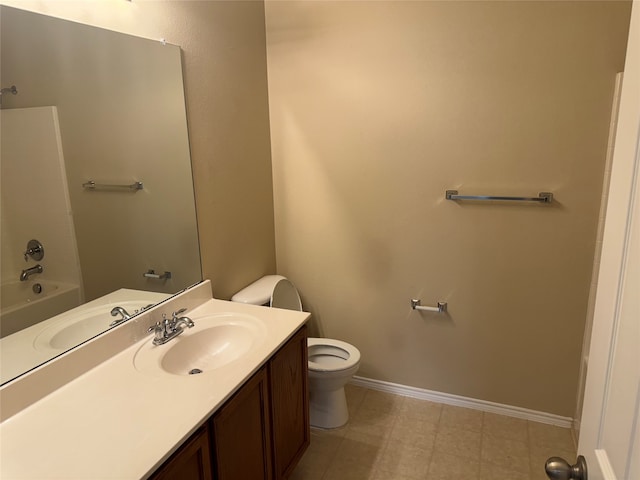 full bathroom featuring vanity, shower / bathing tub combination, and toilet