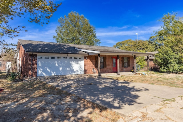 single story home with a garage