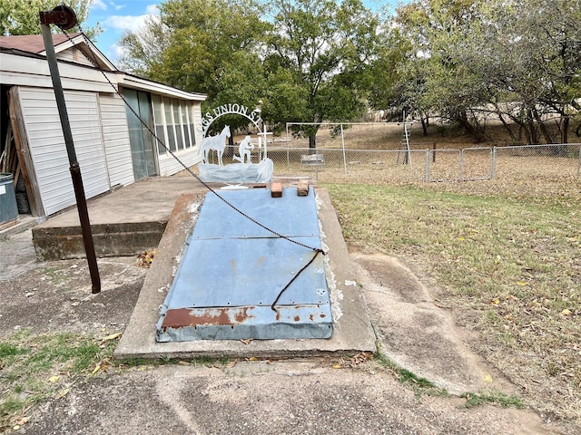 view of storm shelter