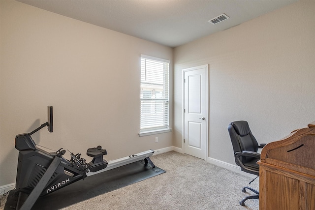 office space with light carpet