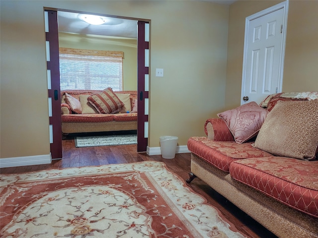 living room with hardwood / wood-style floors