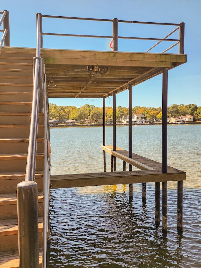 view of dock featuring a water view