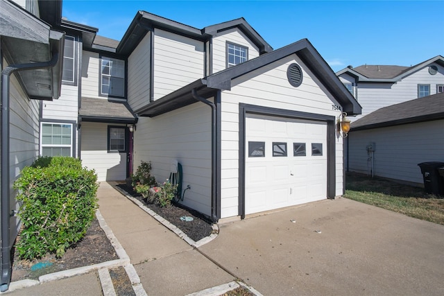 exterior space featuring a garage