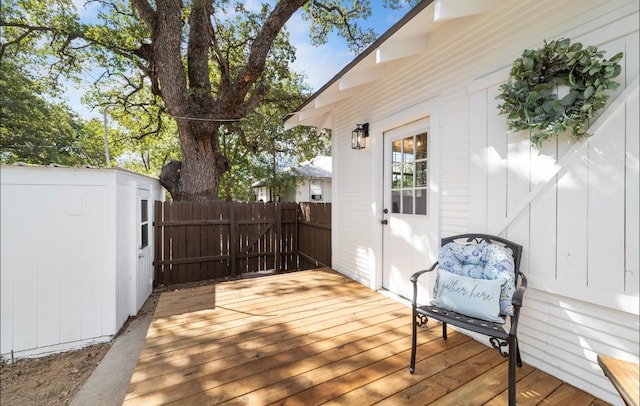 deck with a storage unit