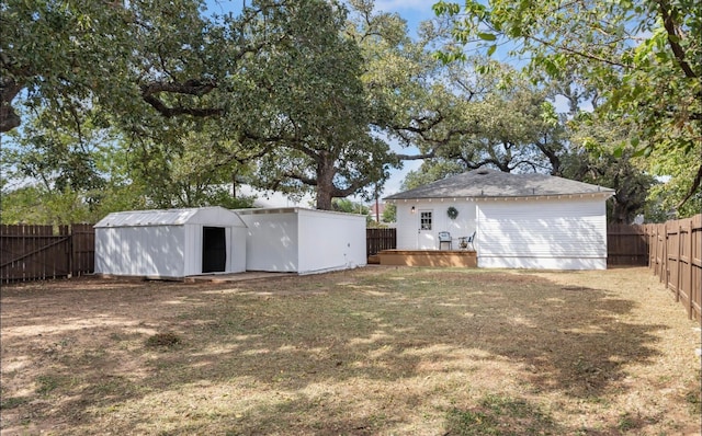 exterior space with a storage unit