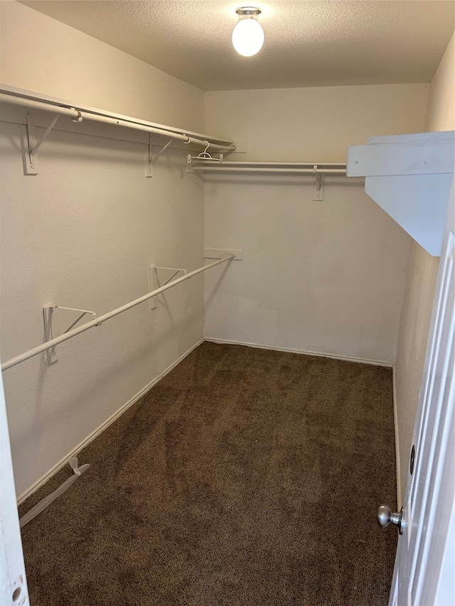 spacious closet with dark colored carpet