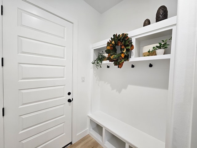 mudroom with light wood-type flooring