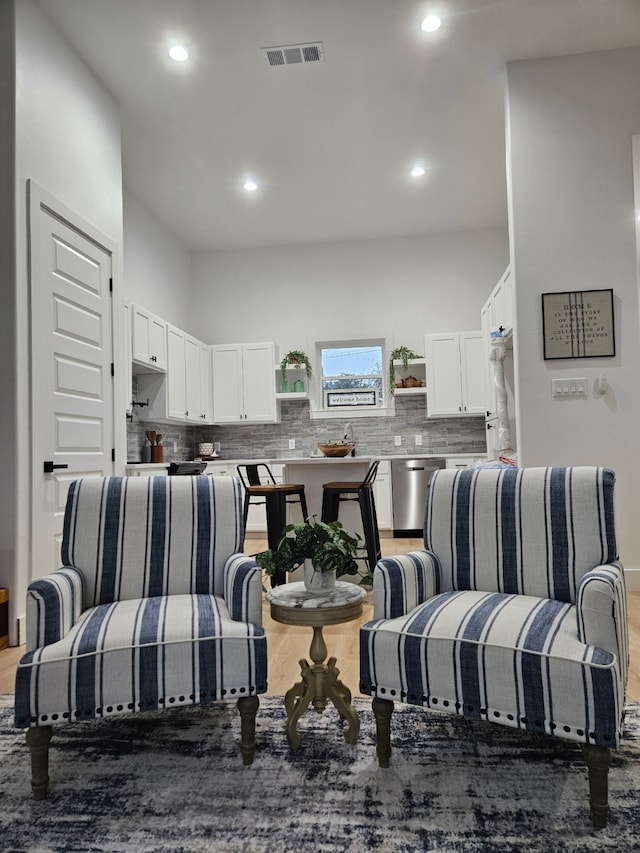 living room featuring light hardwood / wood-style floors