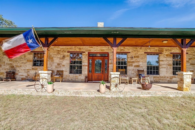 exterior space with covered porch