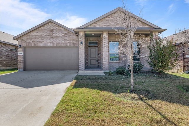 craftsman-style home with a front yard and a garage