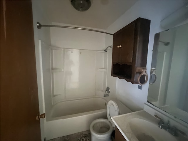 full bathroom with vanity, shower / washtub combination, and toilet