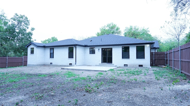 rear view of house featuring a patio area