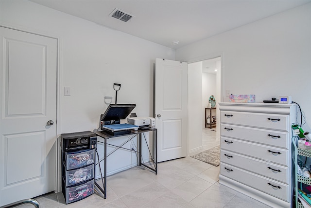 view of tiled home office