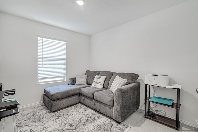 view of tiled living room