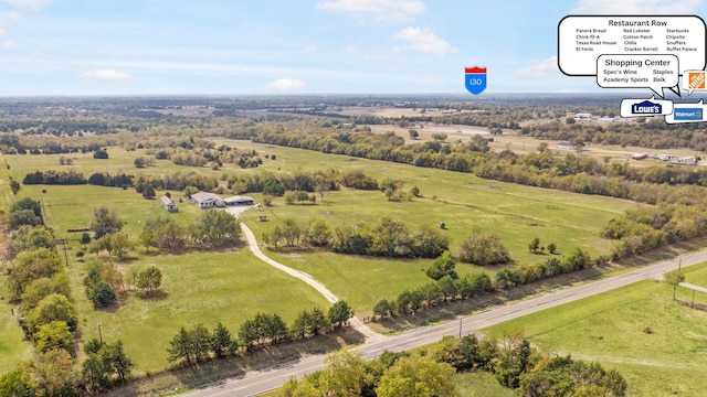 aerial view with a rural view