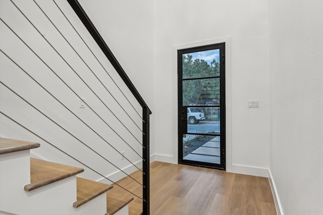 foyer entrance with wood-type flooring