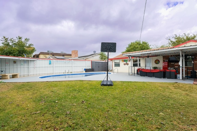 2725 S 40th St, Abilene, TX 79605 - view of yard featuring fence, a patio, a fenced in pool, and an outdoor living space