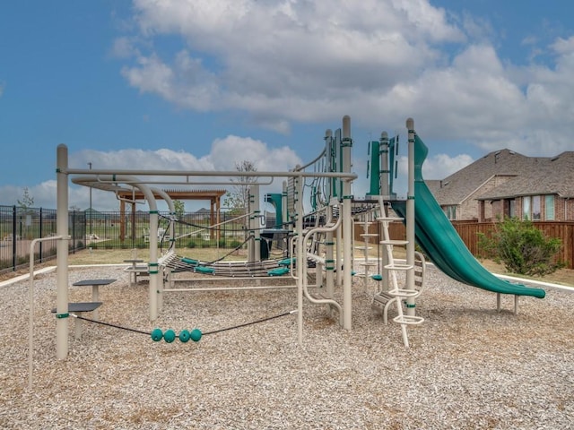 communal playground with fence