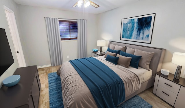 bedroom featuring ceiling fan