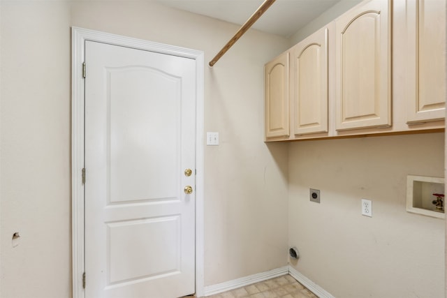 laundry area featuring washer hookup, cabinets, and hookup for an electric dryer