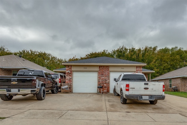 exterior space with a garage