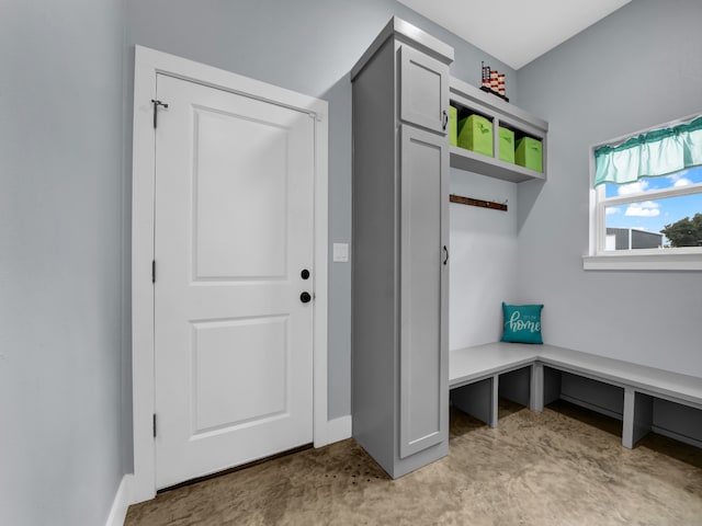 mudroom featuring concrete flooring