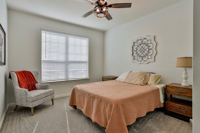 bedroom featuring carpet and ceiling fan