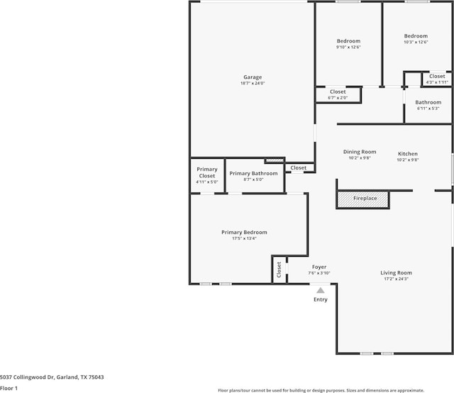 5037 Collingwood Dr, Garland, TX 75043 - view of layout
