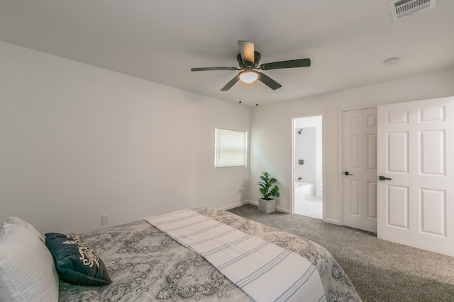 bedroom with carpet flooring and ceiling fan