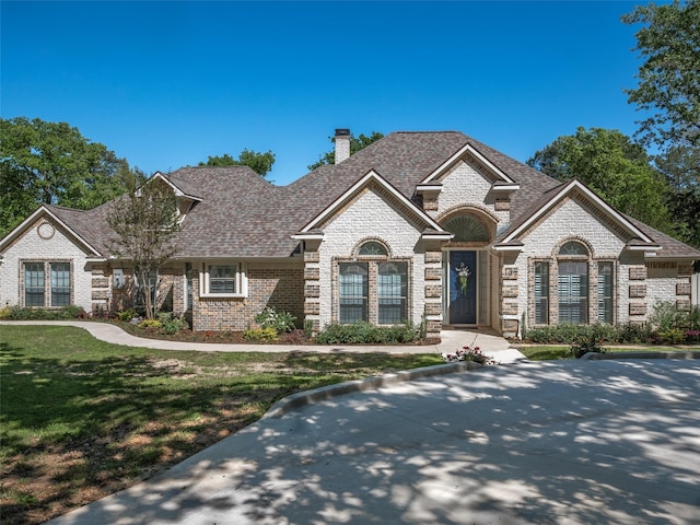 view of front facade featuring a front yard