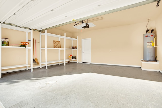 garage featuring a garage door opener and electric water heater